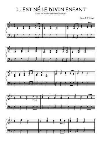 Téléchargez l'arrangement pour piano de la partition de Il est né le divin enfant en PDF